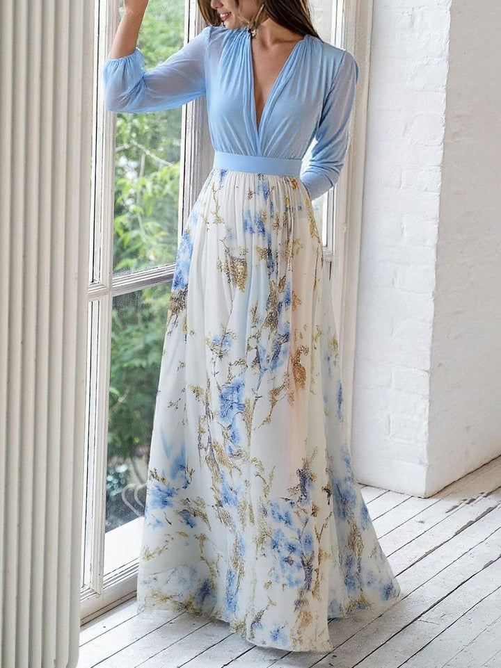 Isabela | Vestido Largo Floral con Mangas Largas y Estilo Atemporal