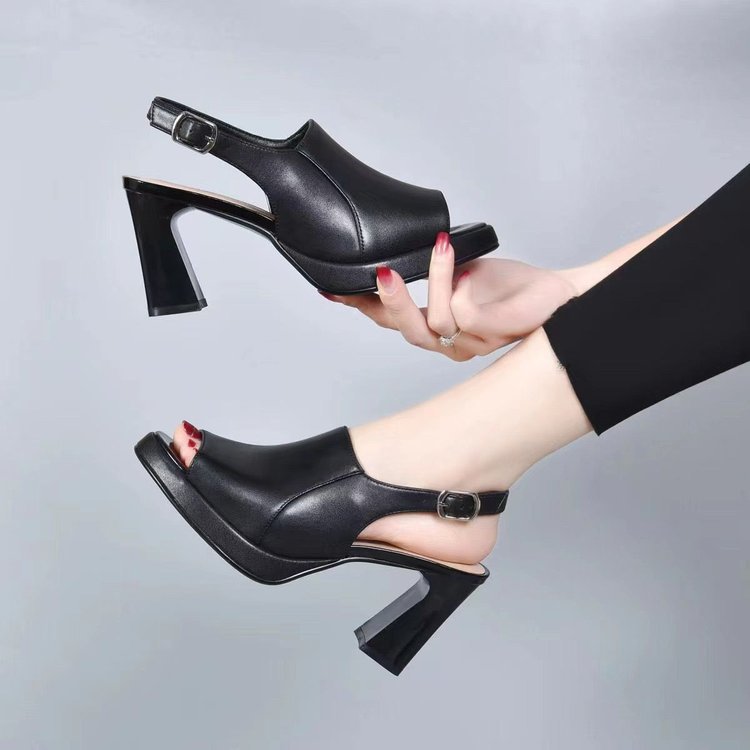 Sandalias de Tacón de Piel Suave