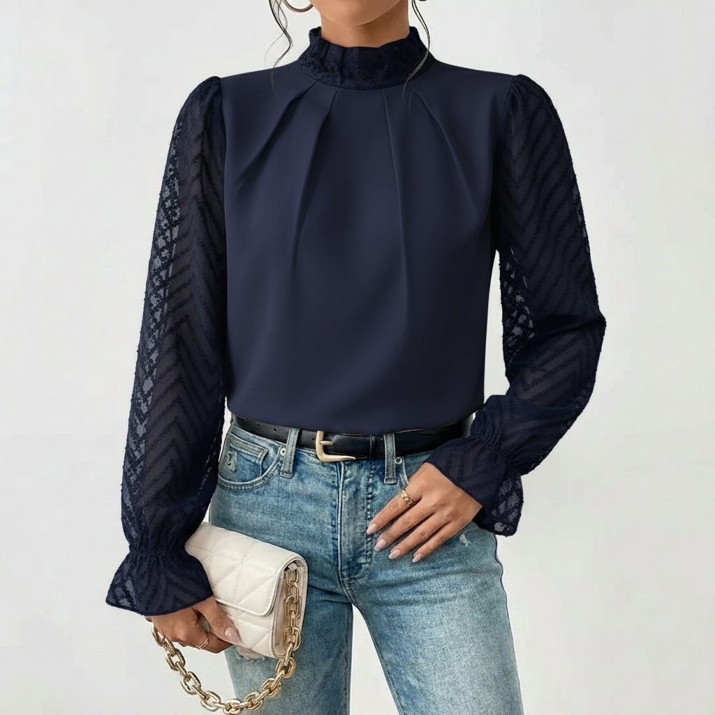 Lucia | Blusa Elegante De Cuello Alto