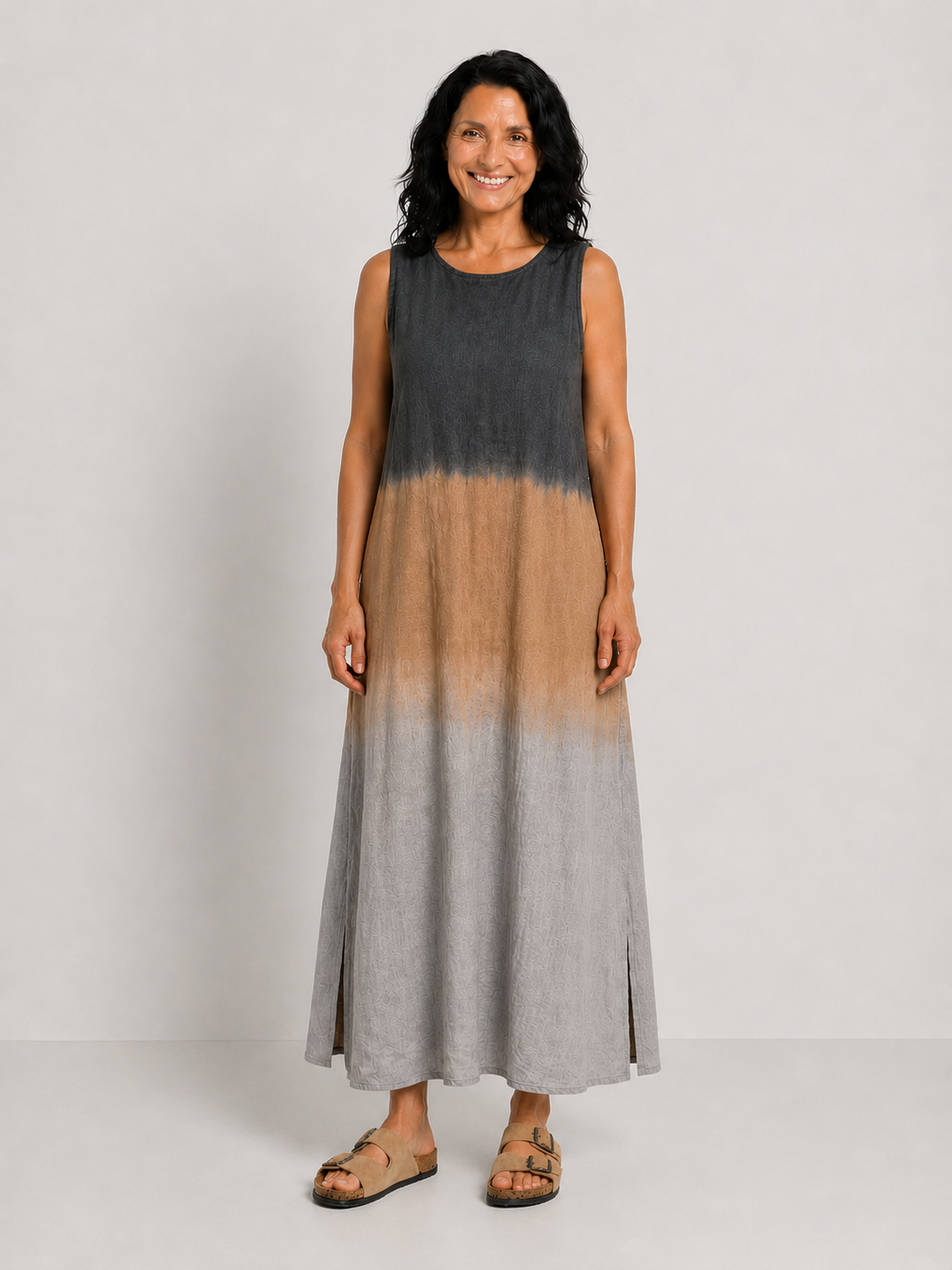 Elisa | Vestido Midi Degradado Sin Mangas