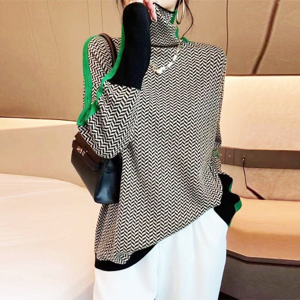 Clara | Jersey De Cuello Alto A Rayas Para Mujer