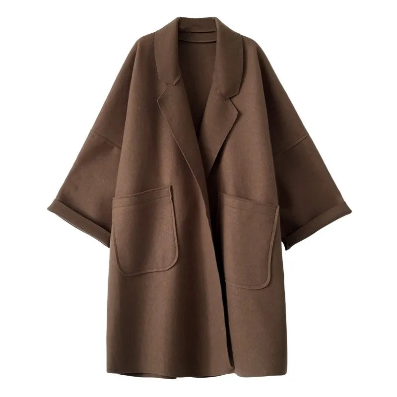 Elegante Trench De Lana Oversize