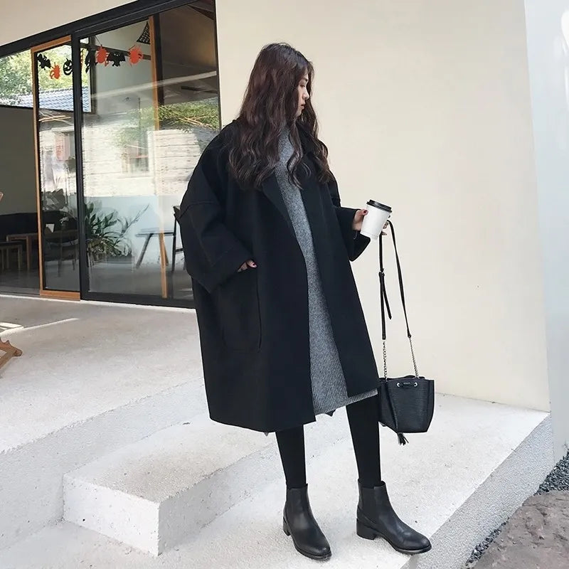Elegante Trench De Lana Oversize