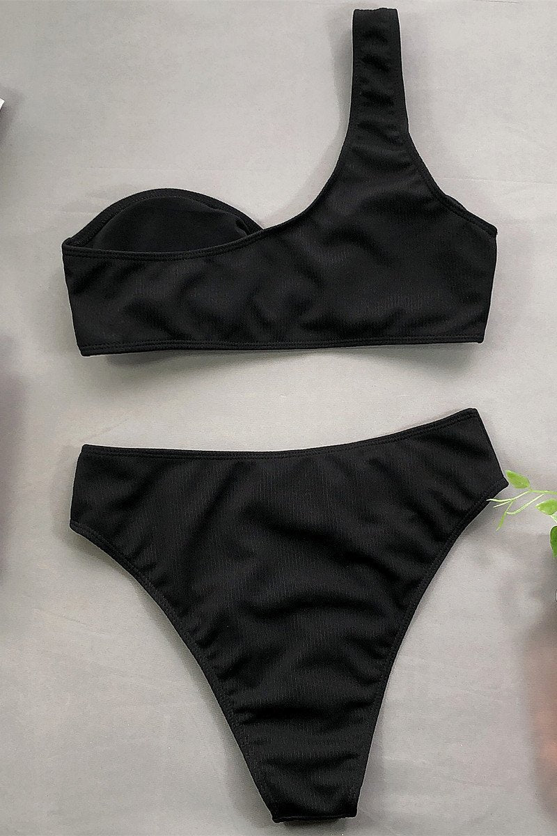 Bikini A Un Hombro Cintura Alta