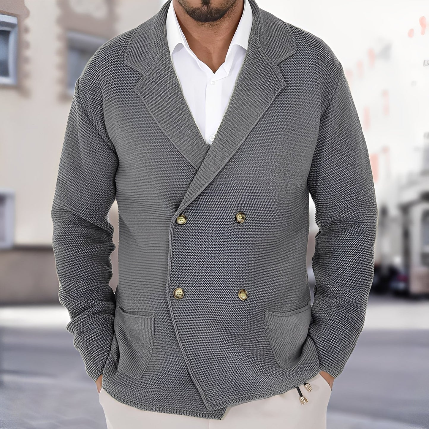 Alfred - Chaqueta De Punto Doble Botonadura Casual para Hombres