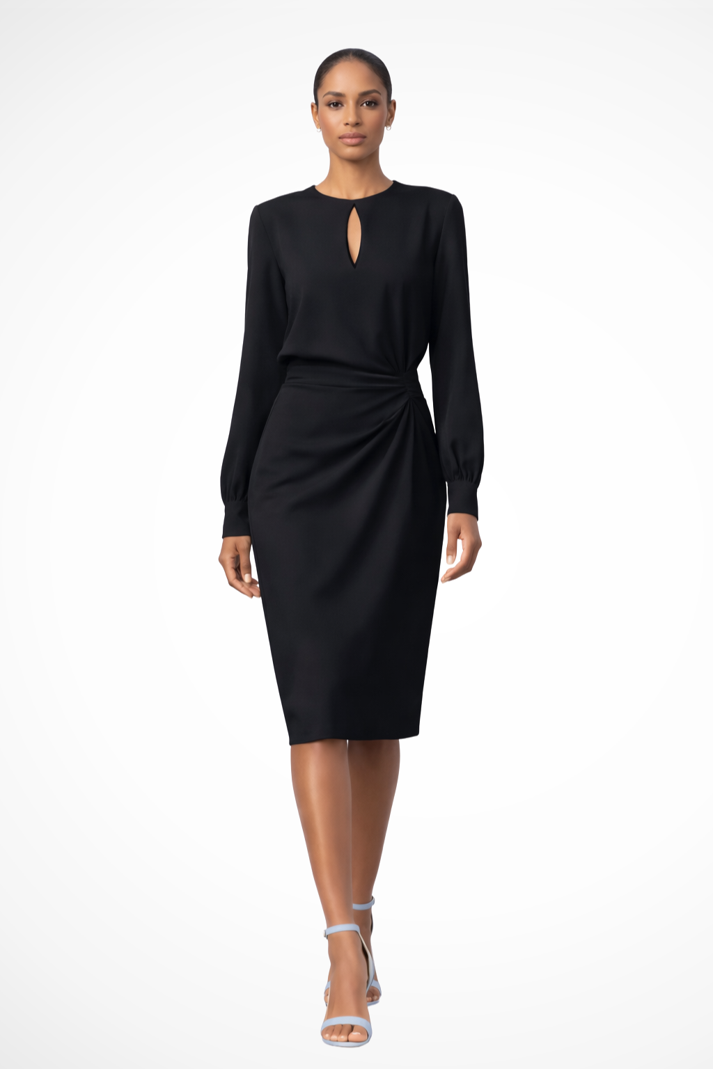 Caliora | Vestido Midi Elegante De Manga Larga
