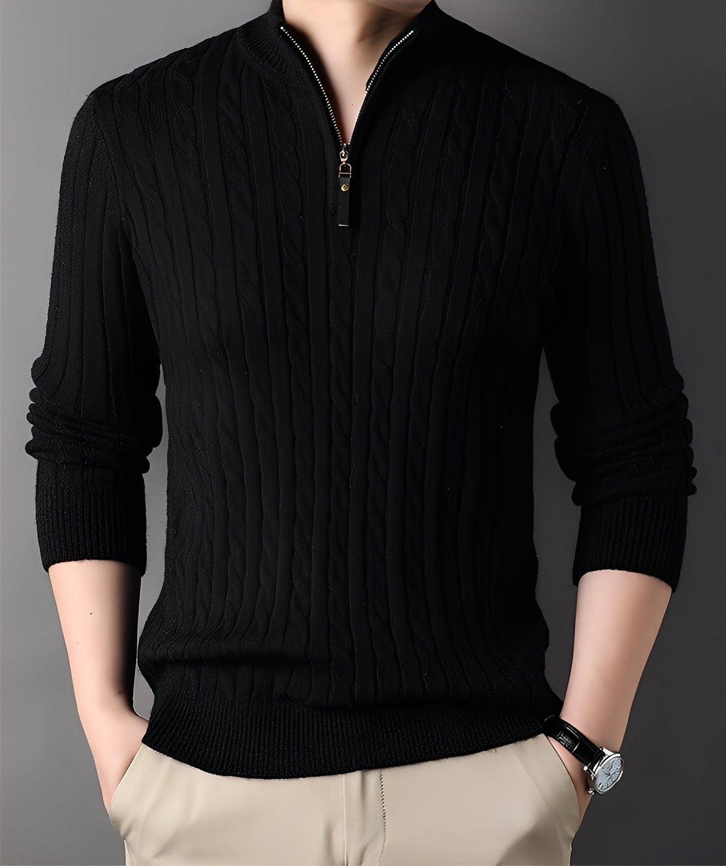 Damian - Suéter Moderno De Punto Con Cremallera Para Hombres