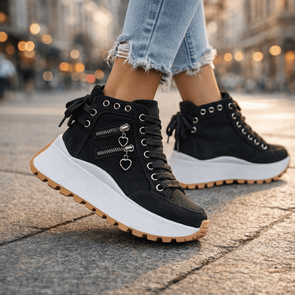 Rosenda | Zapatillas Mujer Plataforma Denim Chunky Cremalleras Urbanas