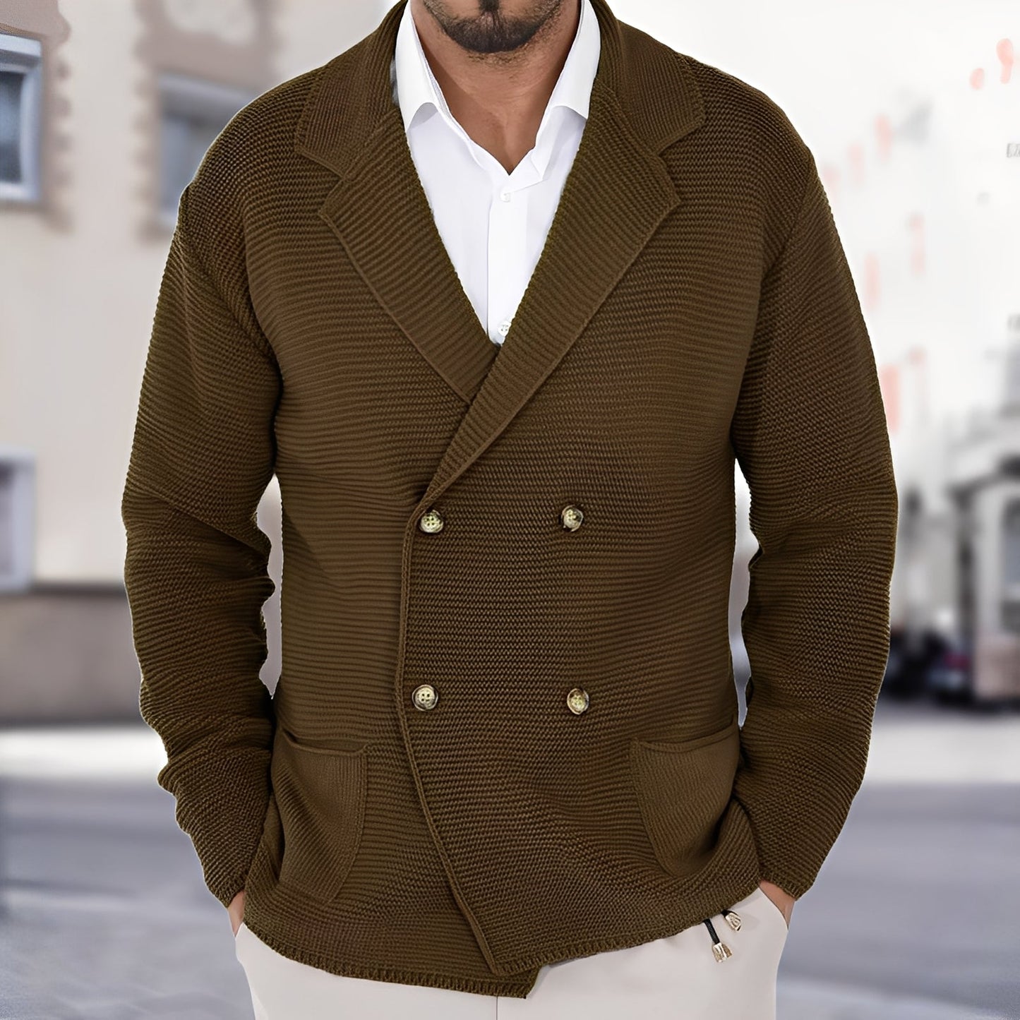 Alfred - Chaqueta De Punto Doble Botonadura Casual para Hombres
