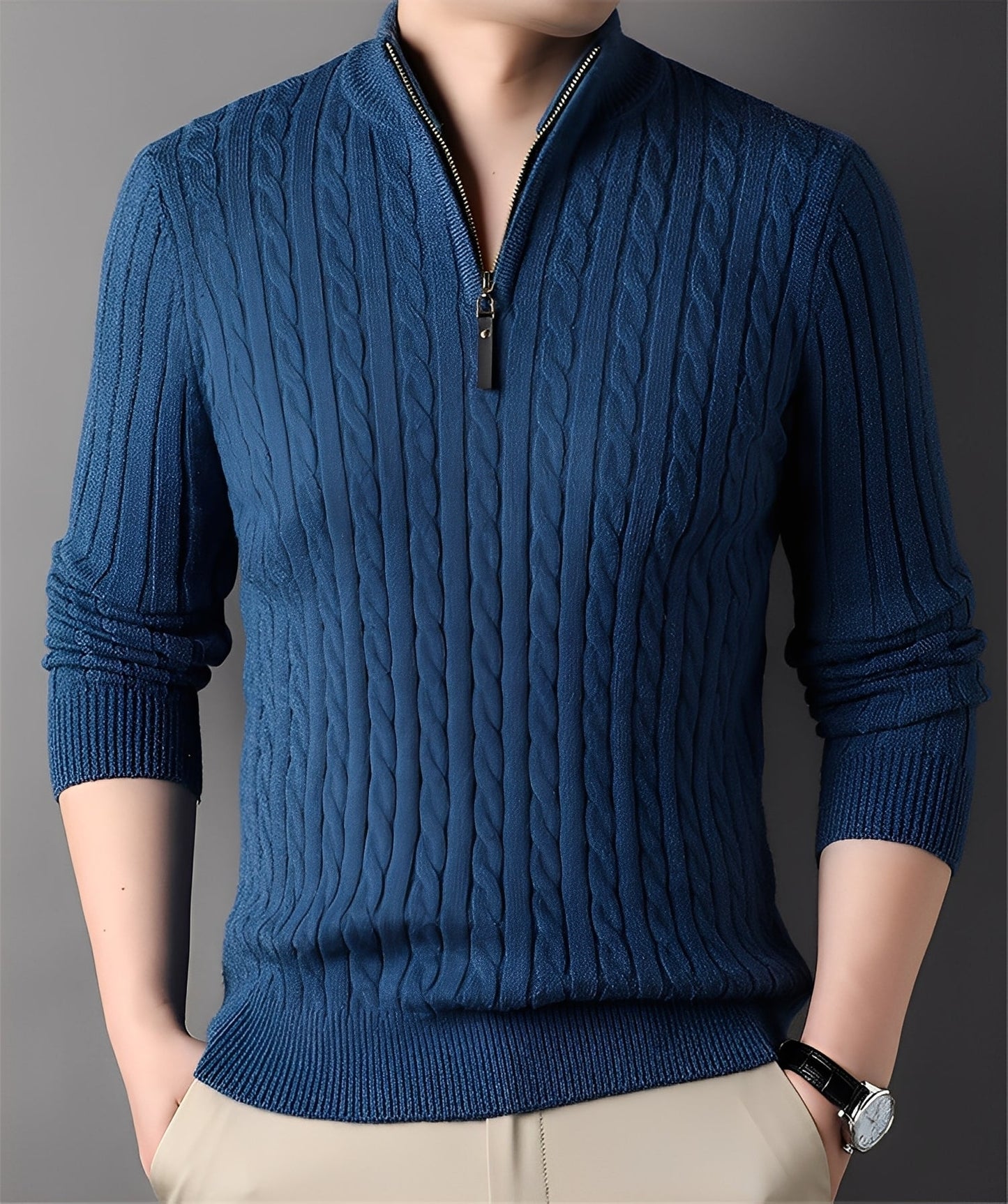 Damian - Suéter Moderno De Punto Con Cremallera Para Hombres