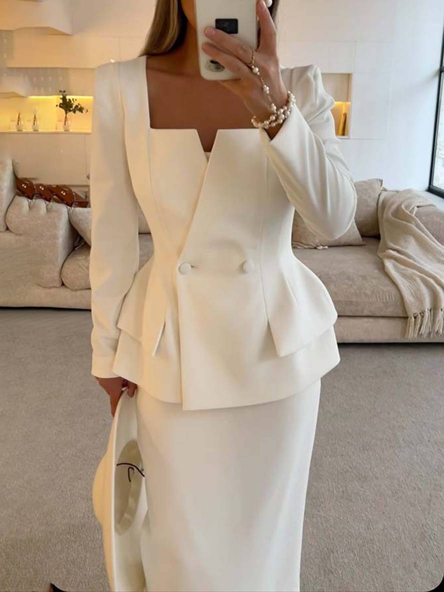 Valeria | Conjunto Elegante De Blazer Y Falda