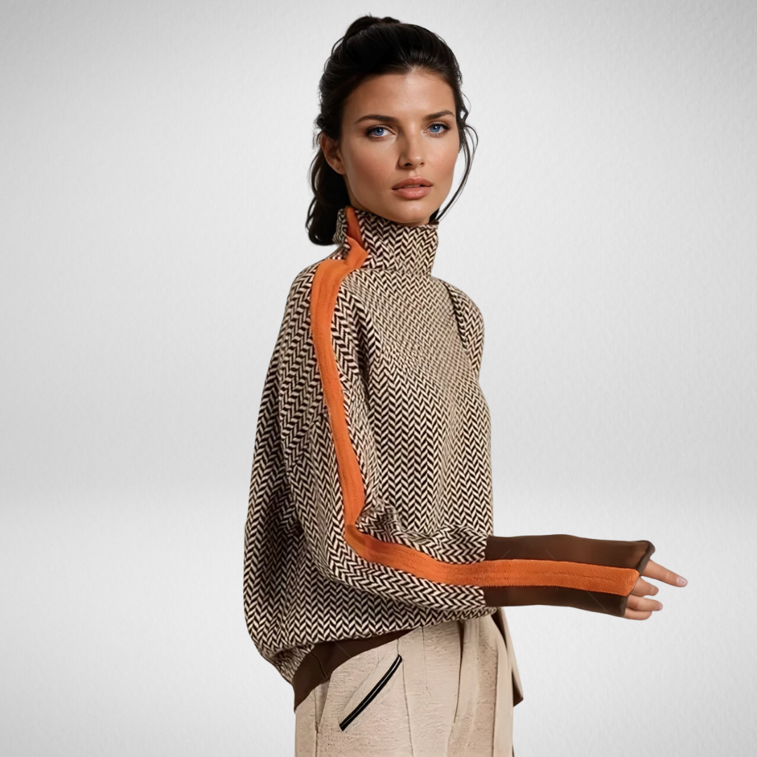 Clara | Jersey De Cuello Alto A Rayas Para Mujer