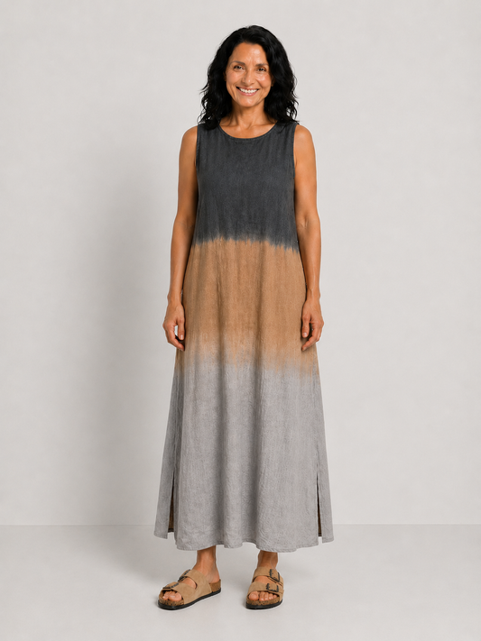 Elisa | Vestido Midi Degradado Sin Mangas