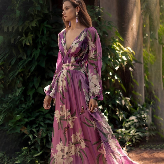 Sancha | Vestido Floral Con Escote En V Y Un Diseño  Cómodo