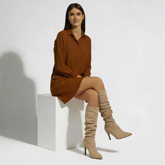 Belinda | Botas De Tacón De Aguja Para Mujer - Ante Elegante
