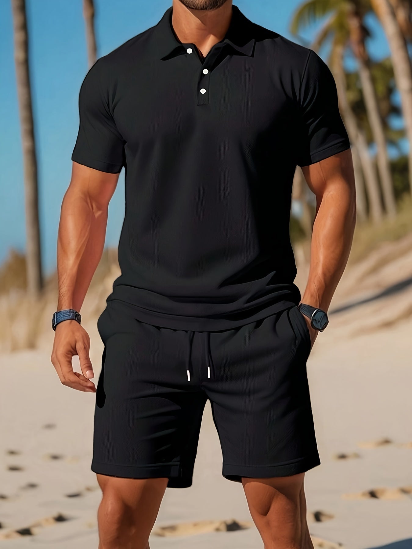 Eadric | Moderno Conjunto Verano Hombre Con Polo Y Pantalones Cortos