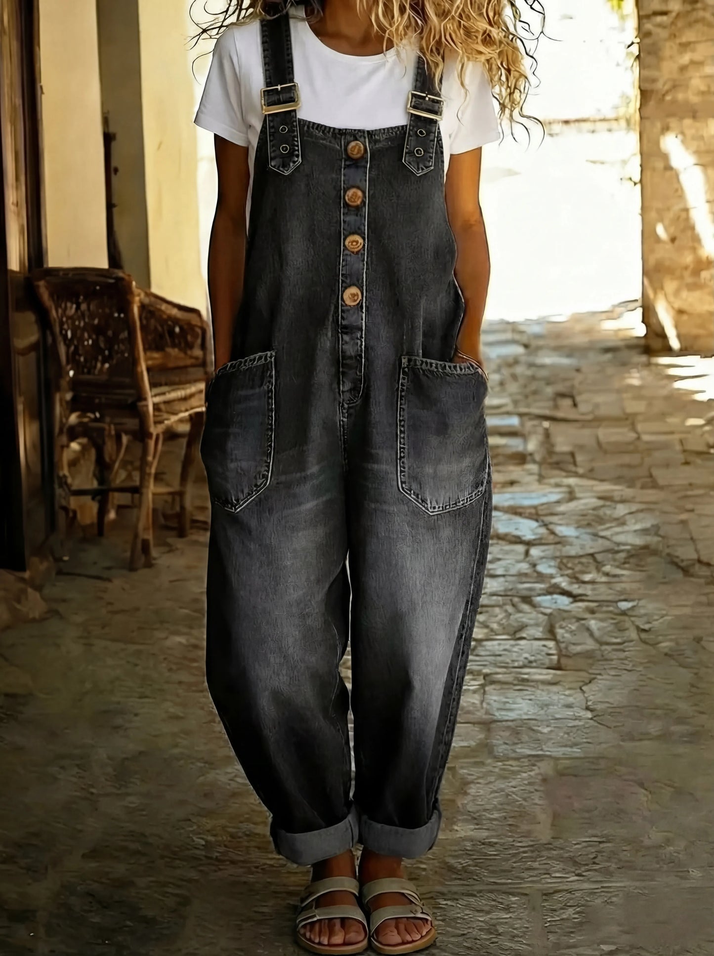 Rocio - Mono Vaquero Casual Con Hebilla Ajustable