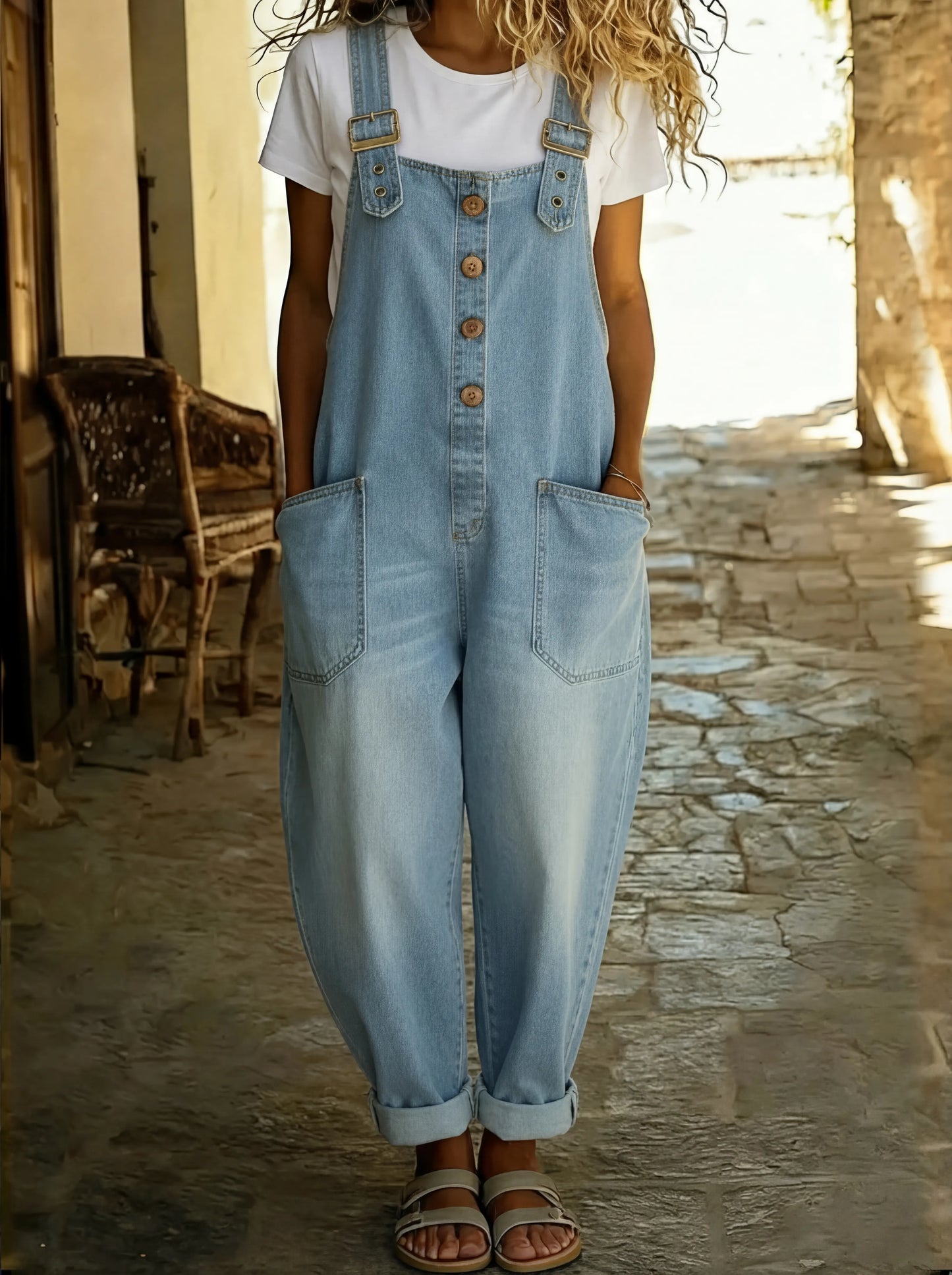 Rocio - Mono Vaquero Casual Con Hebilla Ajustable
