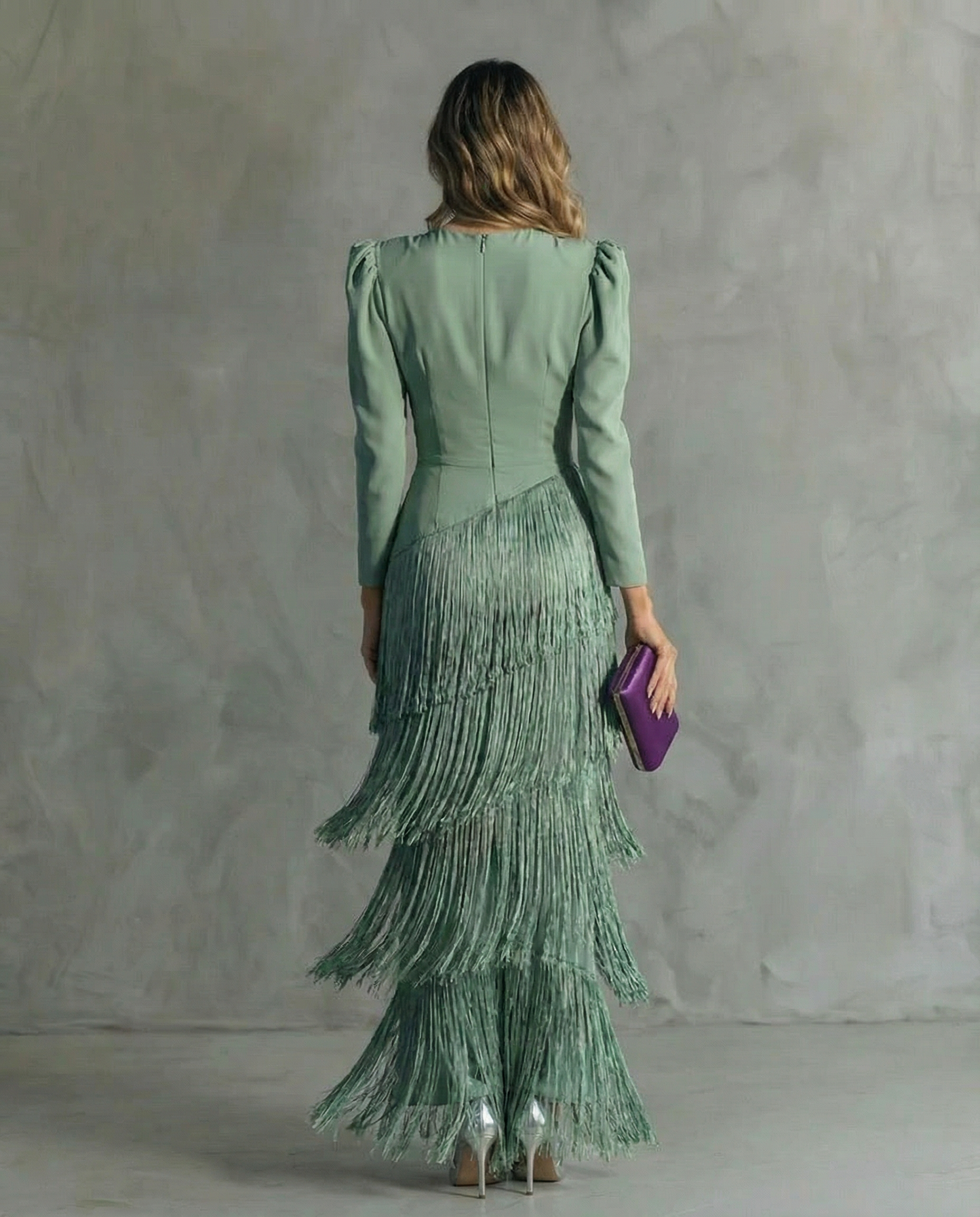 Jimena | Vestido Mujer Elegante Con Flecos Midi, Estilo Sofisticado y Fluido