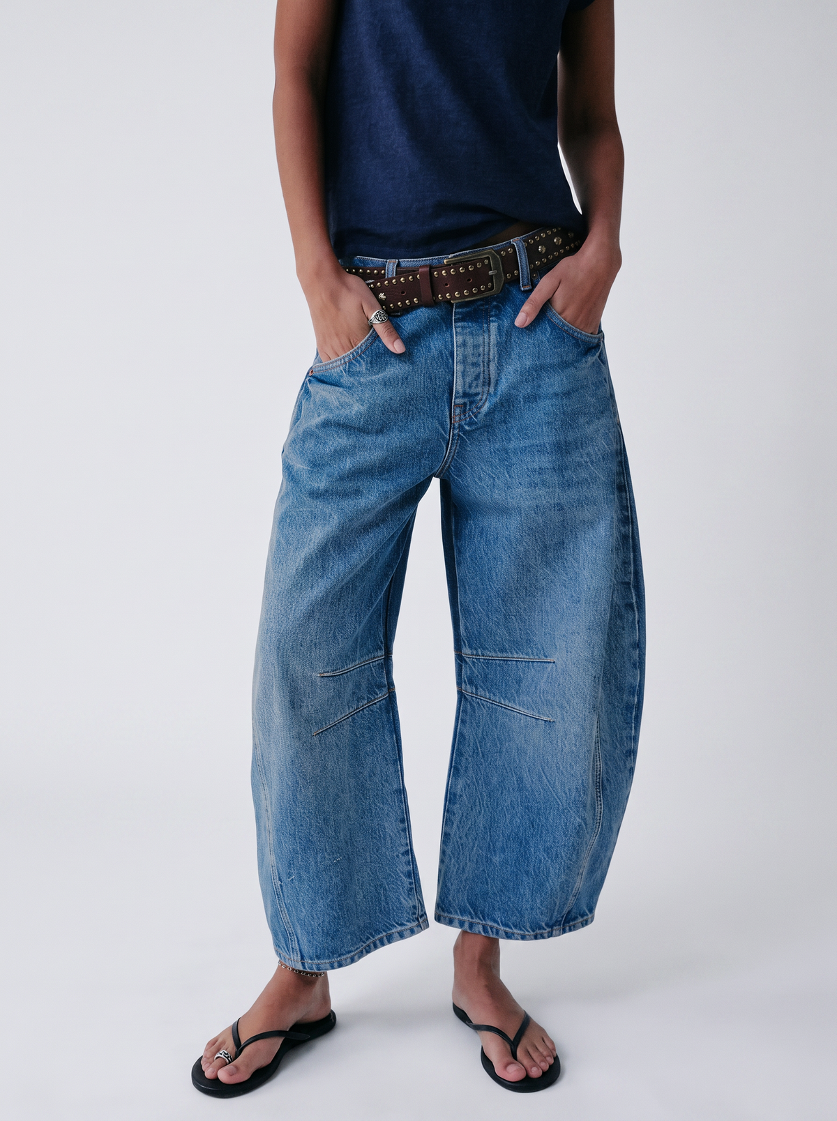 Karina | Jeans Mujer Elasticos Tiro Medio Pierna Ancha