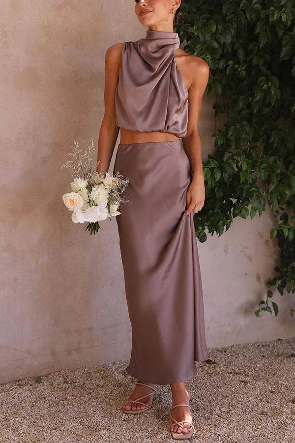Ana | Conjunto con Top De Cuello Alto y Falda Larga