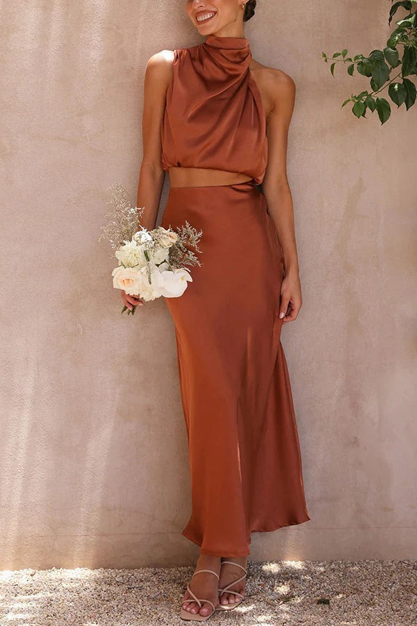 Ana | Conjunto con Top De Cuello Alto y Falda Larga