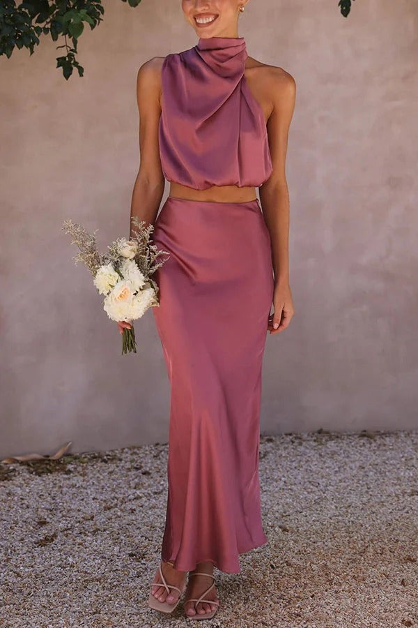 Ana | Conjunto con Top De Cuello Alto y Falda Larga