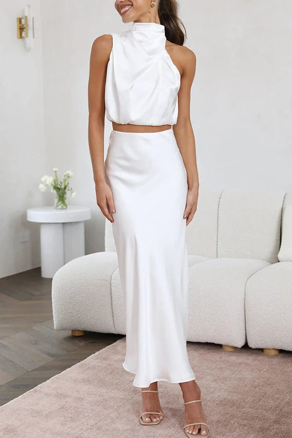 Ana | Conjunto con Top De Cuello Alto y Falda Larga