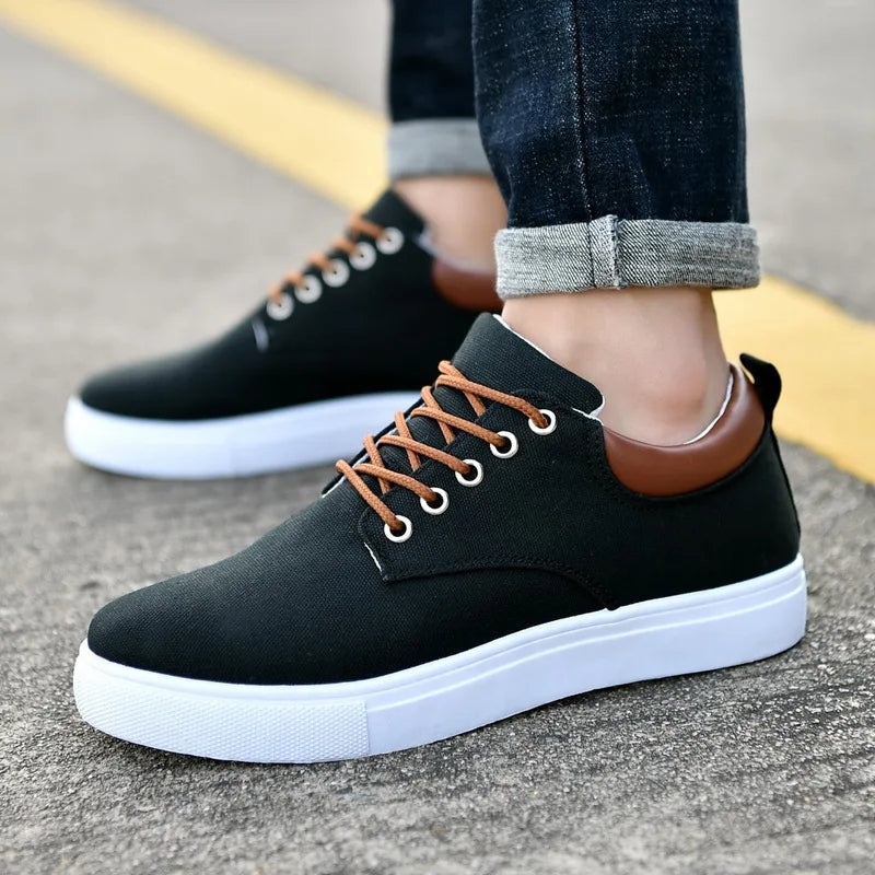 Zapatillas de Lona Casual Hombre Cordones Contraste