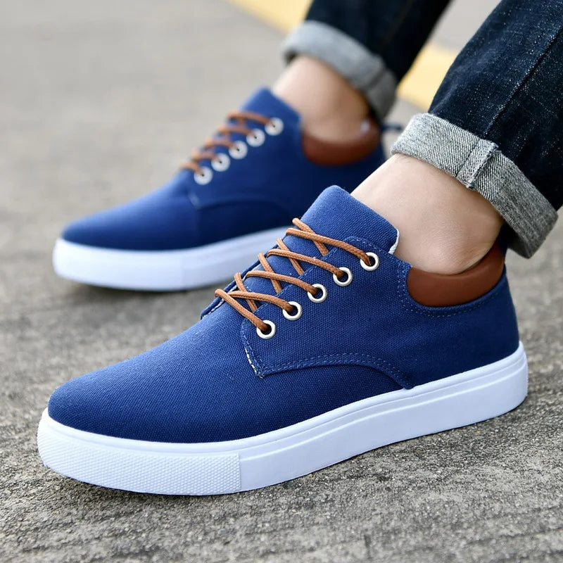Zapatillas de Lona Casual Hombre Cordones Contraste
